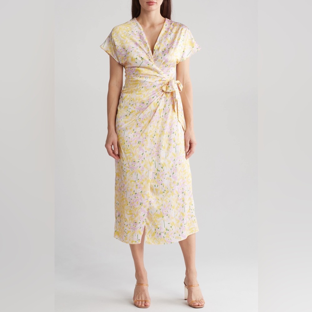 Area Stars Jacqui Floral Faux Wrap Dress, Size S